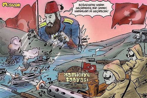 Misvak, 'Çanakkale Zaferi'nin Mimarı Abdulhamid' Karikatürü ile Alay Konusu Oldu