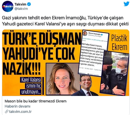 İsrail Büyükelçiliği'nden Takvim Gazetesinin İmamoğlu Haberine Kınama