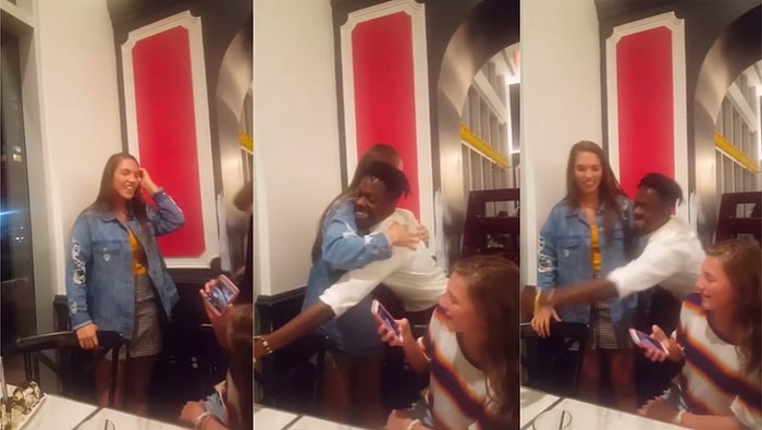 Masaya Uzanan Garsonun Kendisine Sarılmak İstediğini Zannedip Kucak Açan Kadının Utanç Verici Anları