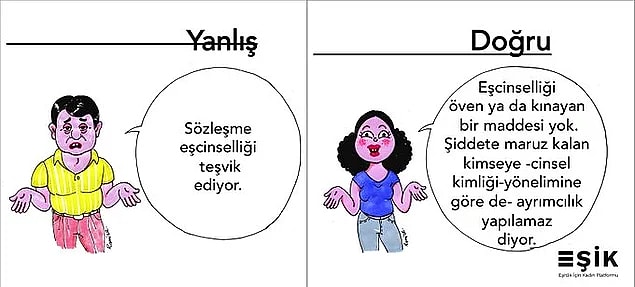 Takıldıkları 2 nokta vardı. Biri aile kurumu diğeri de eşcinsellik. "Şiddete maruz kalan herhangi bir kişiye cinsel yönelimi nedeniyle ayrımcılık yapılamaz." cümlesini dert edindiler.