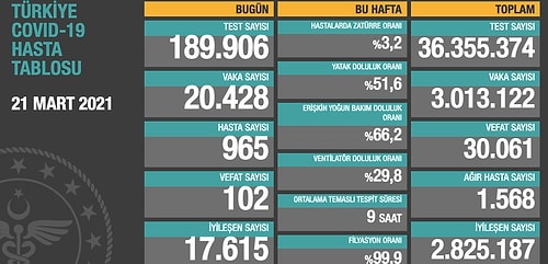 Koronavirüs Türkiye: Can Kaybı 100'ün Üzerinde, Vaka Sayısı 3 Milyonu Geçti...