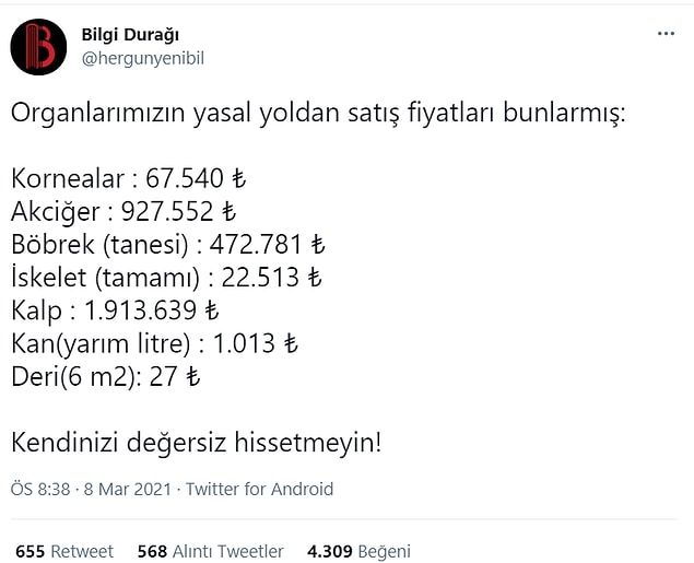 10. Kalbimiz haricinde satabiliriz...