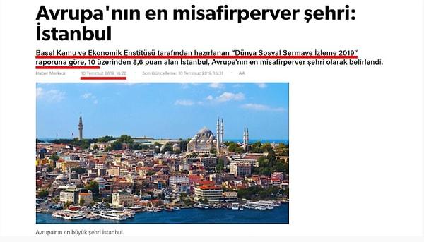 10. Yapılan bir araştırmaya göre İstanbul, Avrupa'nın en misafirperver şehri.
