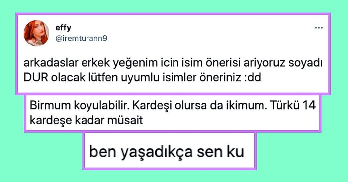 Soyadı 'Dur' Olan Erkek Yeğeni İçin İsim Düşünen Kullanıcıya Yurdum İnsanından Gelen Acayip Komik Öneriler