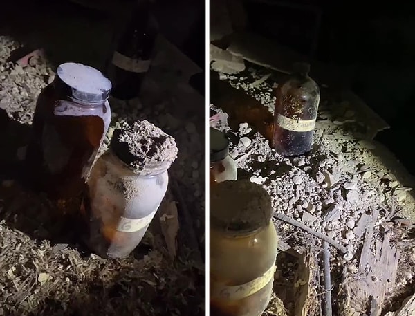 Внутри они нашли несколько старых вещей, в том числе стеклянные банки, писсуар и даже винтажную подставку для осанки.