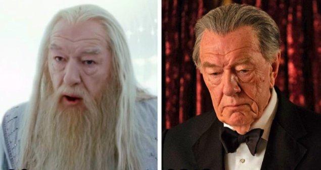 Ancak, üçüncü filmden itibaren Michael Gambon Dumbledore'u canlandırdı.Seriye 64 yaşında girdi ve 71 yaşına gelene kadar orada kaldı.