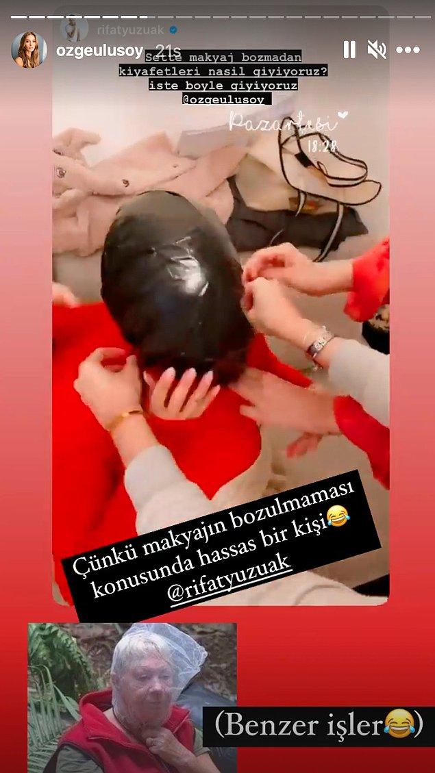 9. Model Özge Ulusoy, kafasına poşet geçirilen bir videoyu sosyal medya hesabında paylaştı!