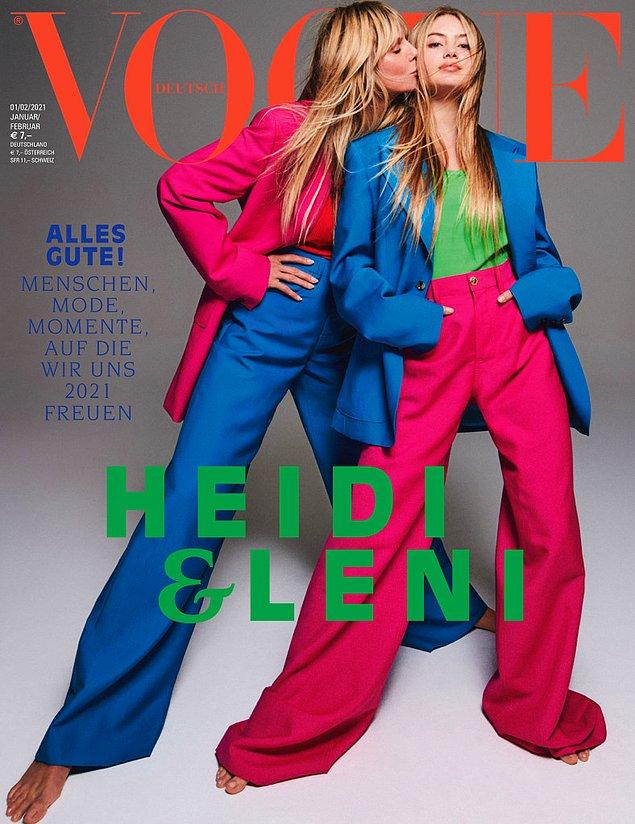 Leni, Aralık ayı Vogue sayısının kapağında annesiyle beraber yer alarak modelliğe ilk adımlarını attı.