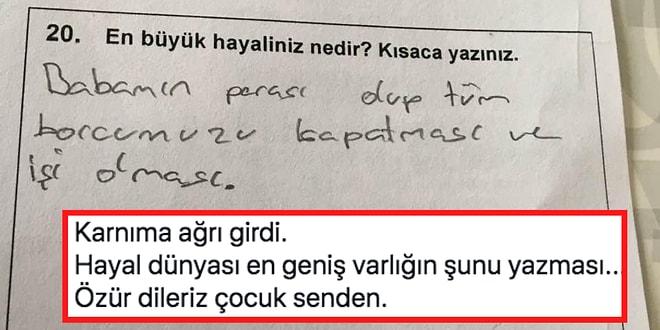 Bir Öğrencinin Türkçe Sınavında 'Hayaliniz Nedir?' Sorusuna Verdiği Herkesin İçini Acıtan Cevabı