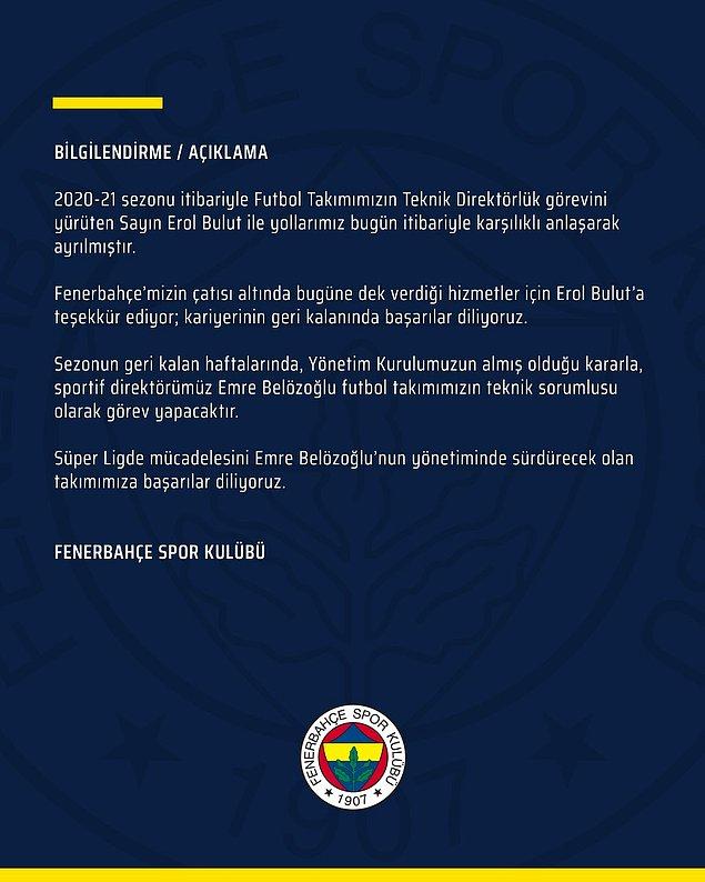 Fenerbahçe, konuyla ilgili açıklamasında şu ifadelere yer verdi: