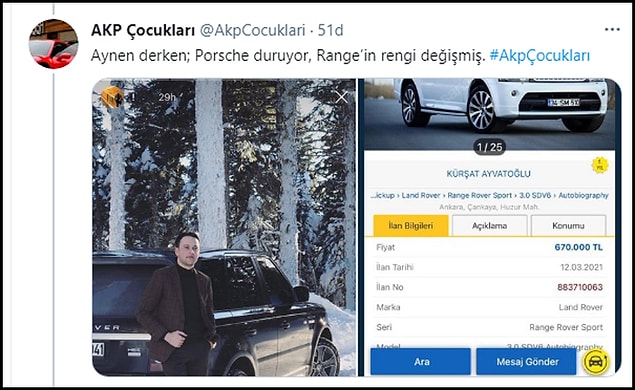 Paylaşımlarda Ayvatoğlu'nun satışa çıkardığı lüks araçlarına da değiniliyor. 👇