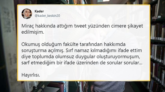 CİMER'e Şikayet Edilen İlahiyat Öğrencisine 'Miraç' ve 'Namaz' Soruşturması