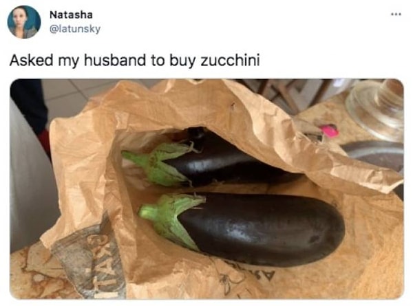 8. "Попросила мужа купить кабачки. Купил".