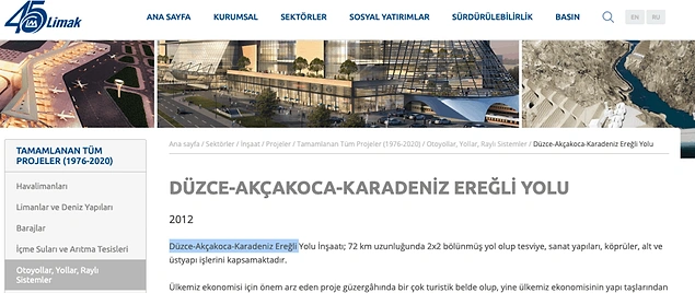 Yolun, kamu ihalelerinin büyük kısmını alan Limak tarafından 2012’de yapıldığı ortaya çıktı. ????