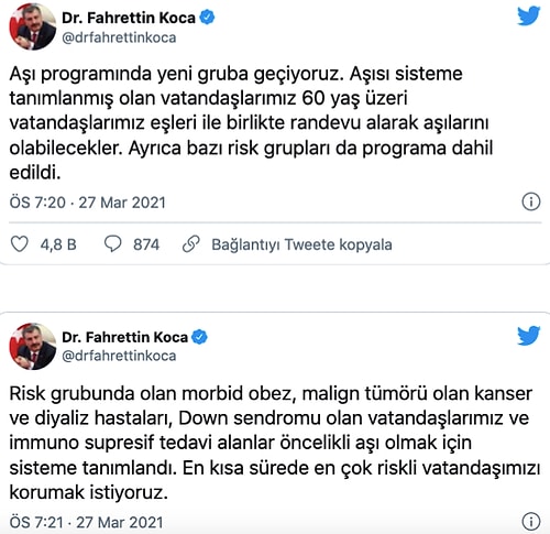 Bakan Koca: 'Aşı Programında Yeni Gruba Geçildi'