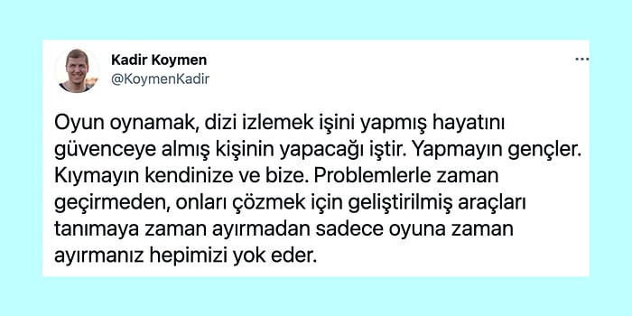 "Oyun Oynamak, Dizi İzlemek Hayatını Garantiye Almışların İşidir" Paylaşımı Yepyeni Bir Tartışma Konusu Oldu