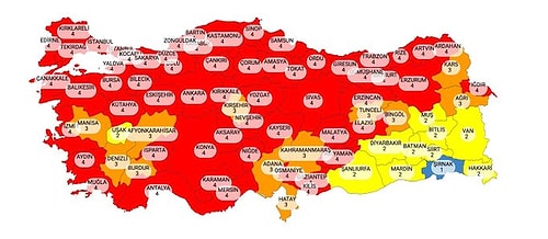 Risk Haritası Güncellendi: Kırmızı Kategorideki Şehir Sayısı 58'e Ulaştı