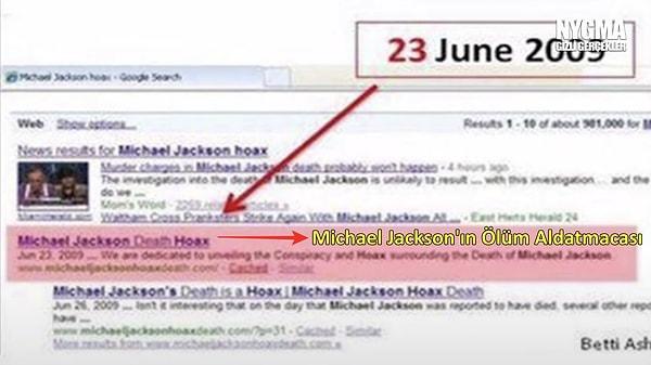9. Michael Jackson’ın hayatını kaybetmesinden sadece 2 gün önce “Michael Jackson Death Hoax” yani Michael Jackson’ın Sahte Ölümü isimli bir site açıldığı ortaya çıktı.