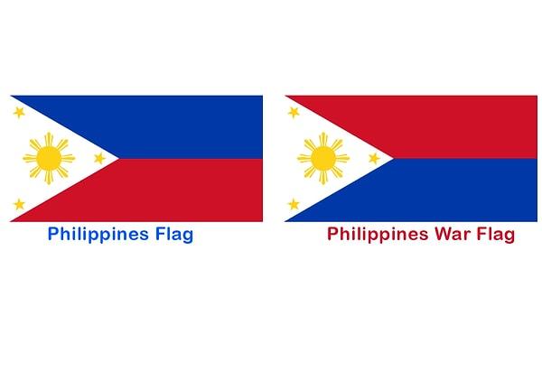 10. Filipinlerin bayrağı savaş ve barış zamanlarında değişiklik gösteriyor.