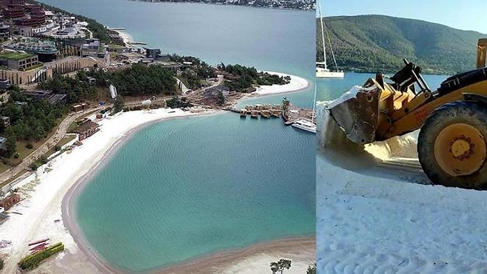 Maldivler Görüntüsü Vermek İçinmiş! Muğla Bodrum'da Plaja Dökülen Kuvars Tozu Kaldırılıyor