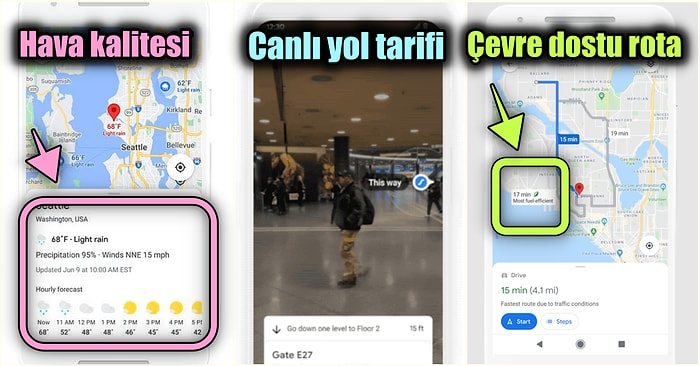 Canlı Yön Tarifinden Hava Kalitesine! Google Haritalar'a Yeni Özellikler Geliyor