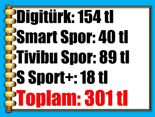 Diğer spor karşılaşmalarının açık kanallarda yayınlandığını varsayarsak benzer bir deneyim için ayda yaklaşık 300 lira ödememiz gerekiyor.