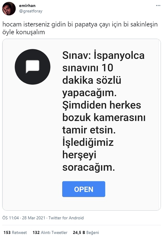 13. Herkese birer papatya çayı lütfen.