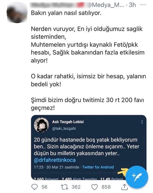 Twitter'da bir kullanıcı Türkiye'nin en iyi olduğu şeyin sağlık sektörü olduğunu bu nedenle de Aslı'nın yalan söylediğini iddia etti.
