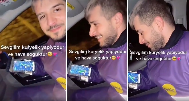 Moto Kuryelik Yapan Sevgilisini, Soğuk Havada Üşümesin Diye Paketi Götüreceği Yere Arabası ile Götüren Kadın