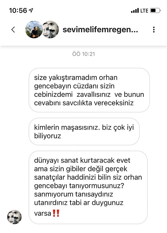 Orhan Gencebay konuyla ilgili hiçbir açıklama yapmazken, söz konusu mesajda "Zavallısınız" ve "Kimlerin maşasısınız" gibi cümleler kuran Sevim Emre'nin sinirli hali dikkat çekti.