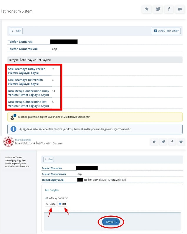 Bu hizmet sayesinde telefon numaranızın hangi şirketlerde olduğunu, size arama yapmasına ya da kısa mesaj atmasına onay ya da ret verdiğinizi görebiliyor, bu izinleri düzenleyebiliyorsunuz.