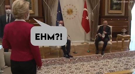 AB Komisyon Başkanı Ursula, Erdoğan'ı Ziyareti Sırasında Sandalye Verilmesini Bekledi, Koltuğa Oturdu