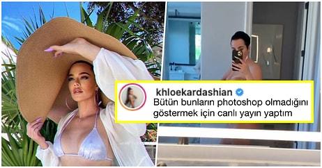 Photoshopsuz Görüntüleri İnternete Sızan Khloe Kardashian İddiaları Yanıt Vermek İçin Çırılçıplak Video Çekti!
