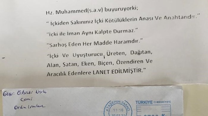 Birçok İlde Tekel Bayilerine ‘İçki Satan Lanetlenmiştir’ Yazılı Mektuplar Gönderildi!