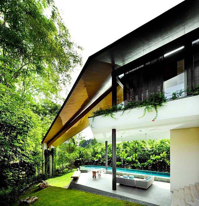 12. K2LD Architects tarafından Singapur'da inşa edilen The Winged House: