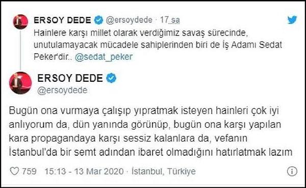 Sedat Peker'i "iş adamı" olarak tanımlayan Ersoy Dede'nin bazı kişileri de Peker'e vefasızlık yapmakla suçladığı görüldü... 👇