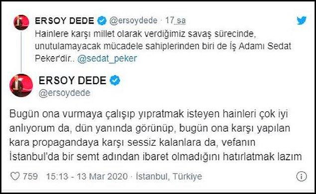 Sedat Peker'i "iş adamı" olarak tanımlayan Ersoy Dede'nin bazı kişileri de Peker'e vefasızlık yapmakla suçladığı görüldü... 👇