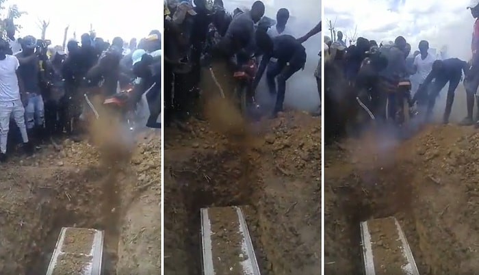 Hangi Aşırı Zekalının Aklına Geldi Acaba Bu? Tabutu Daha Hızlı Gömebilmek İçin Motosiklete Patinaj Yaptırdılar