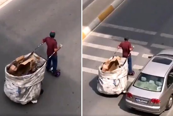 Hoverboard Kullanarak Karton Toplayıcılığı Yapan Yurdum İnsanı