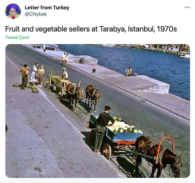 1. Tarabya'da meyve ve sebze satıcıları, İstanbul, 1970'ler