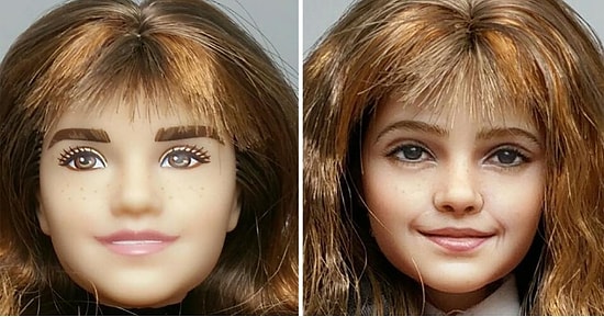 Художник снимает макияж с кукол, и перекрашивает их лица более детально и реалистично (15 фото)
