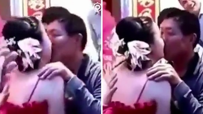 Oğlunun Düğününde 1.000 Poundluk İddiaya Girip, Gelinini Dudağından Öpen Baba