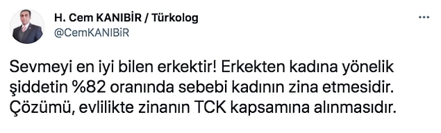 Evet, Türkolog olduğunu söyleyen H. Cem KANIBİR, kadınlar evli oldukları insanlar tarafından tecavüze uğrayabiliyor ve bu bir suç!