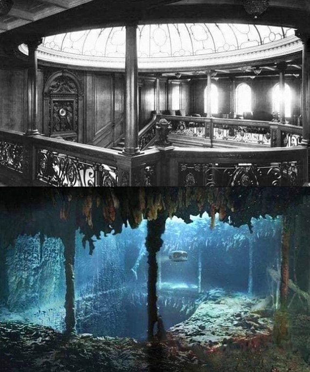 1. Titanic'in orijinal merdivenleri nasıl görünüyordu ve şimdi nasıl görünüyor;