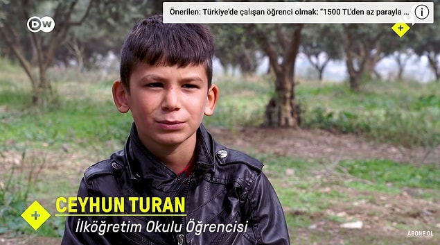 Ceyhun geçen yıl 4 ay okula gitmedi. Bu süreçte onun yerine ailesiyle birlikte zeytinlere gitti. Ne online ders alabildi ne de okula gidebildi.