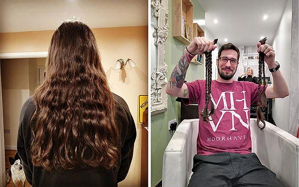 21. "Eşim bugün 17 senedir uzun kullandığı saçlarını kısacık kestirip, bağışladı."