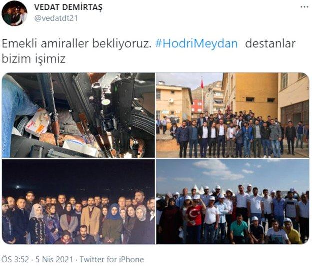 AKP'li Demirtaş, Twitter hesabından birçok silahın yer aldığı fotoğrafı paylaşarak emekli Amiralleri tehdit etti.