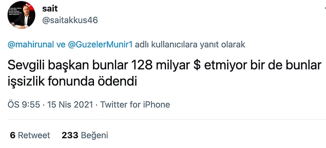 Verilen listedeki paranın Merkez Bankası tarafından karşılanmasının saçma olması bir yana, İşsizlik Fonu'nda çalışanların kendi parası yardımmış gibi gösterildi.