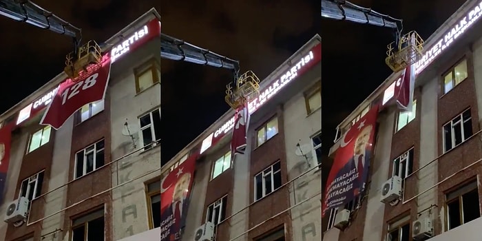 CHP Binasındaki "128" Afişi Polis Tarafından İndirildi