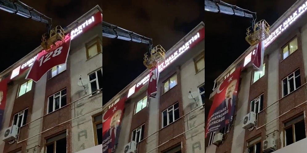 CHP Binasındaki "128" Afişi Polis Tarafından İndirildi